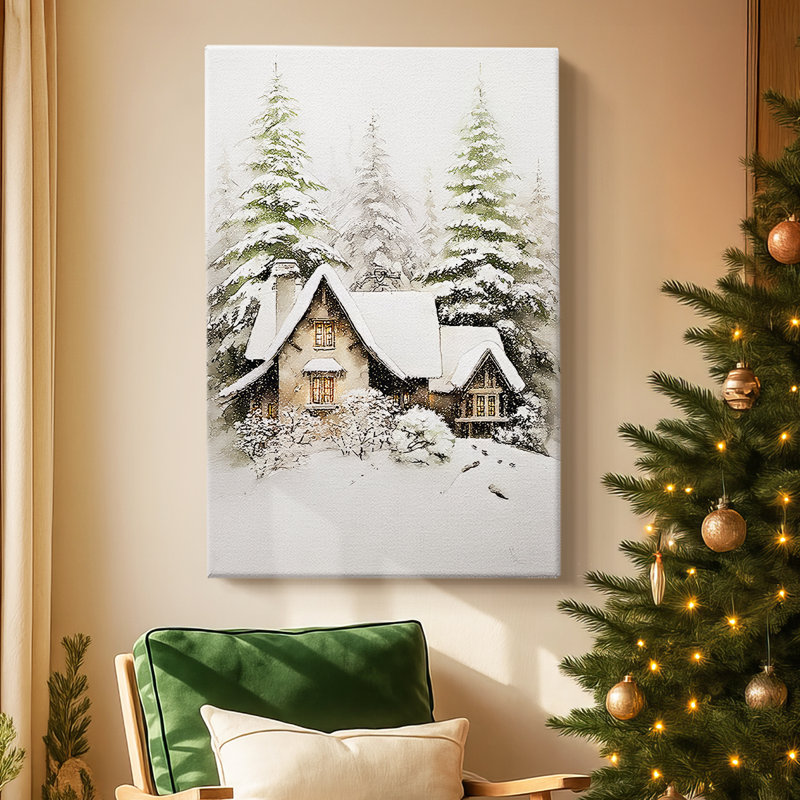 Sapin argenté au crépuscule - Toile tendue avec châssis de qualité supérieure, H 12 po x l 8 po