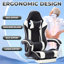 Fauteuil de jeu noir et blanc, avec repose-pieds, fauteuil d'ordinateur ergonomique, avec appui-tête et support lombaire, fauteuil de jeu vidéo à hauteur réglable pour adultes