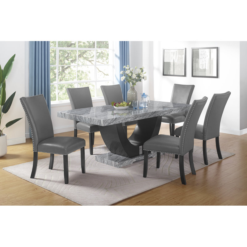 Nicholls Wood Dining Table And Chairs, 7 Pieces: Table, 6 Chairs