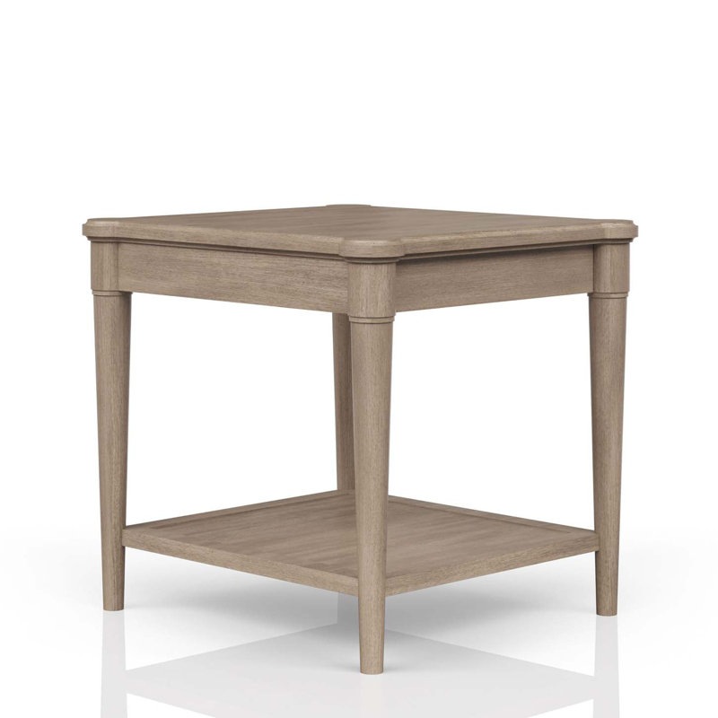 Sand Wood Rectangular End Table with Storage Drawer