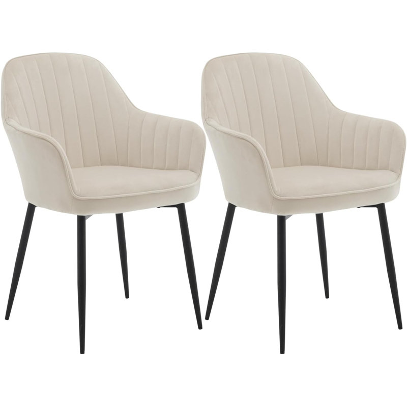 Valter 46cm H Velvet Upholstered Armchair, Beige