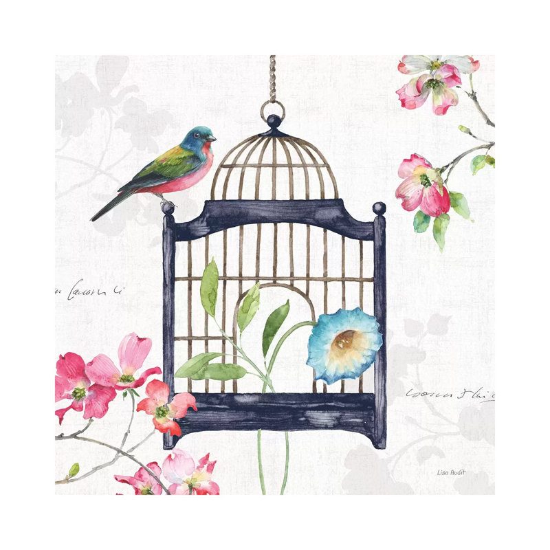 Dogwood Garden V Navy by Lisa Audit - Wrapped Canvas Print, 66.04 cm H x 66.04 cm W x 1.91 cm D
