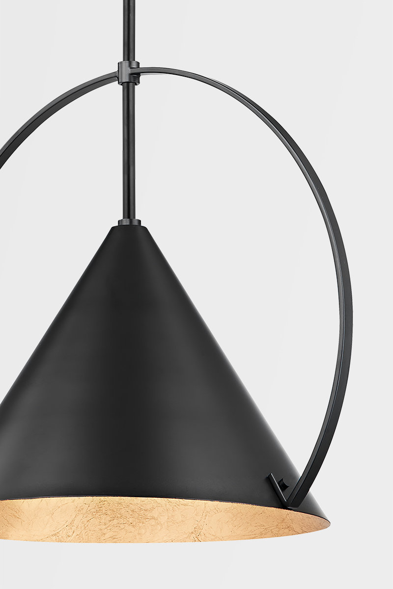Nicholaus Single Light Metal Dimmable Pendant, 15.25" H x 18" W x 18" D, White / Gold