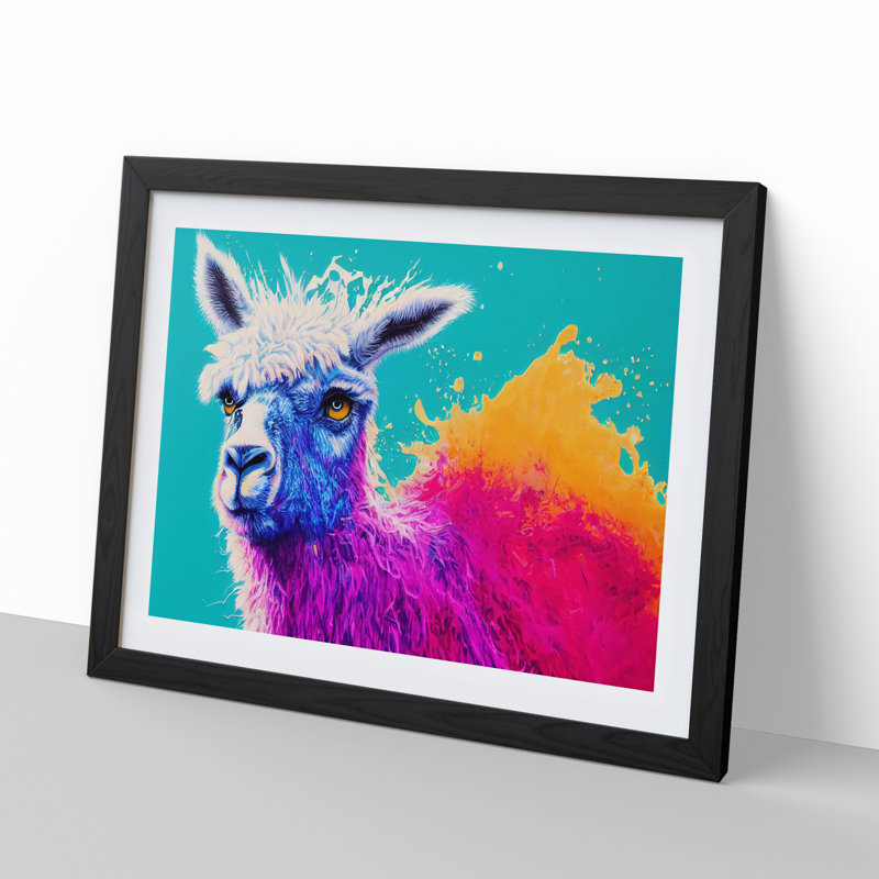 Llama Splash Vol.4 Abstract - Single Picture Frame Print, 46cm H x 64cm W, Black
