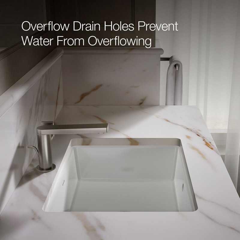 Verticyl Rectangular Undermount Bathroom Sink with Overflow, White