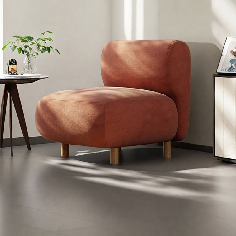 Chaise de loisirs minimaliste en coton et lin, Mélange de lin rose