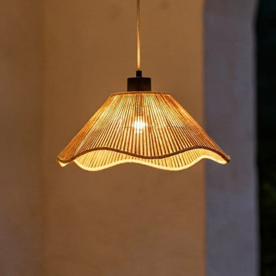 1-Light Rattan Chandelier with Woven Design
