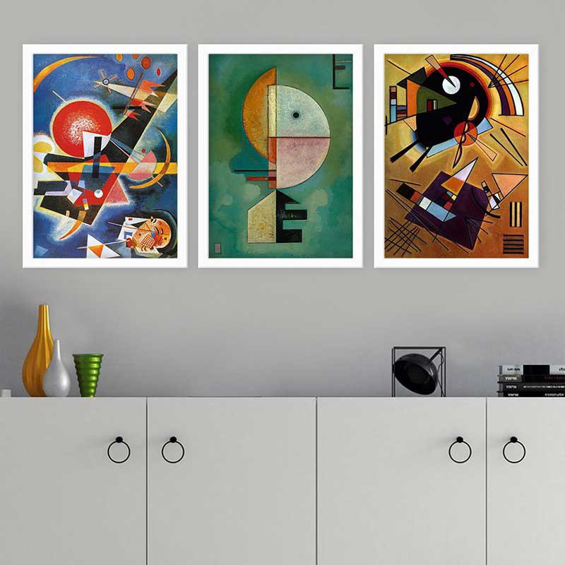 Ensemble de 3 peintures élégantes encadrées décoratives, 13,8 x 17,7 pouces chacune | 100% bois avec cadre 100% polystyrène (épaisseur: 0,8 pouce) | Impression numérique UV, parfaite pour le salon et la décoration intérieure
