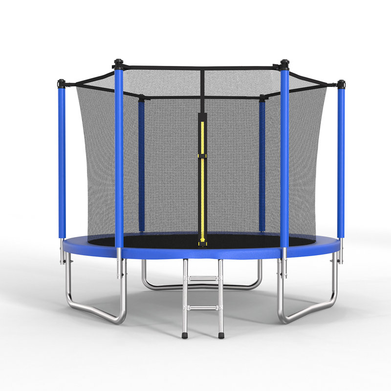 8 FT Steel Outdoor Trampoline Blue