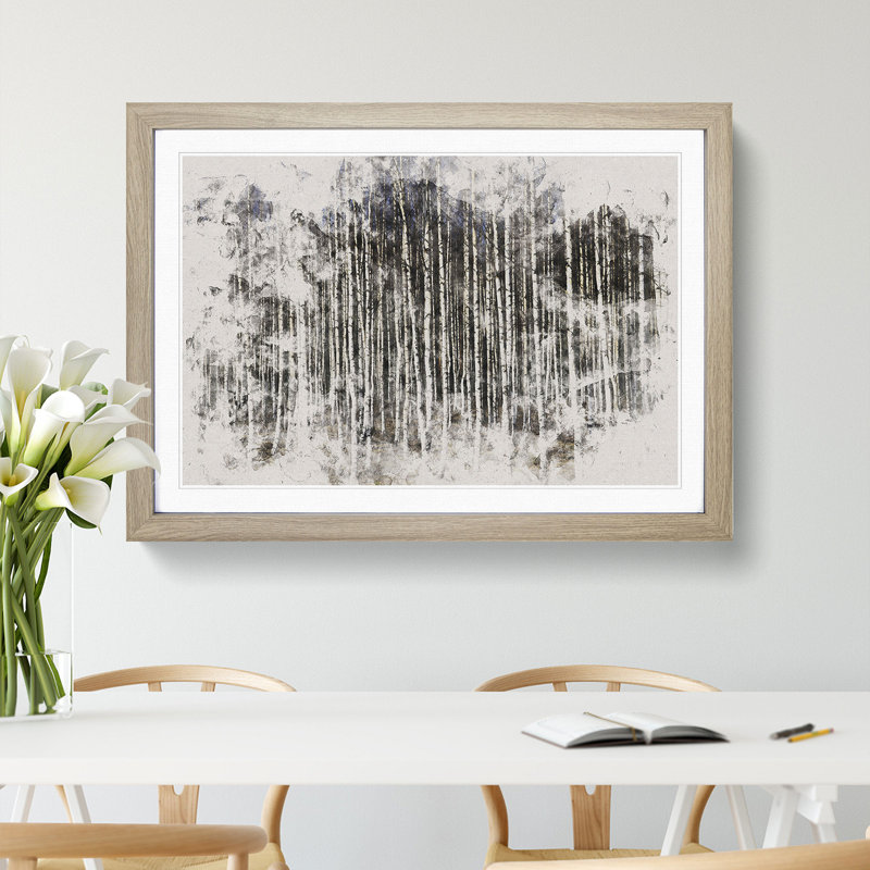 Birch Tree Forest Vol.2 - Picture Frame Graphic Art, 48cm H x 65cm W x 2cm D, Oak
