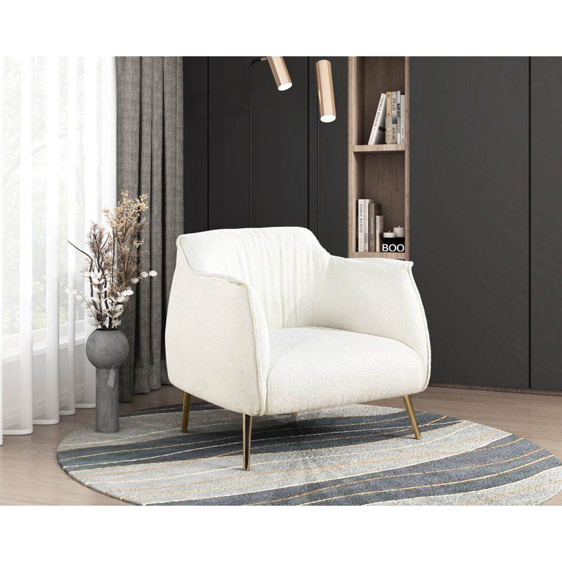 Fauteuil d'appoint en tissu blanc Boucle