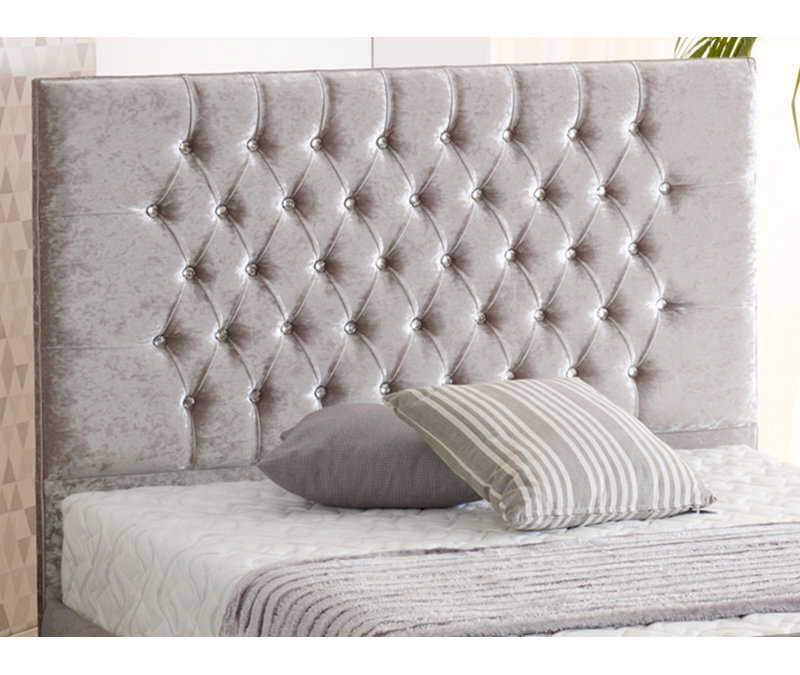 Lula Upholstered Bed, Single (3'), Silver Crush Velvet