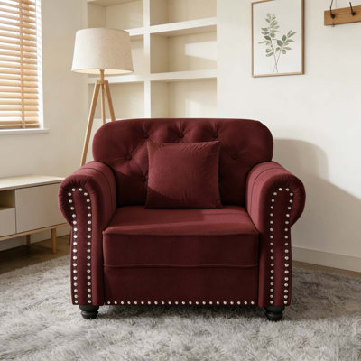 Upholstered Velvet Sofa with Nailhead Trim and Rolled Armrest