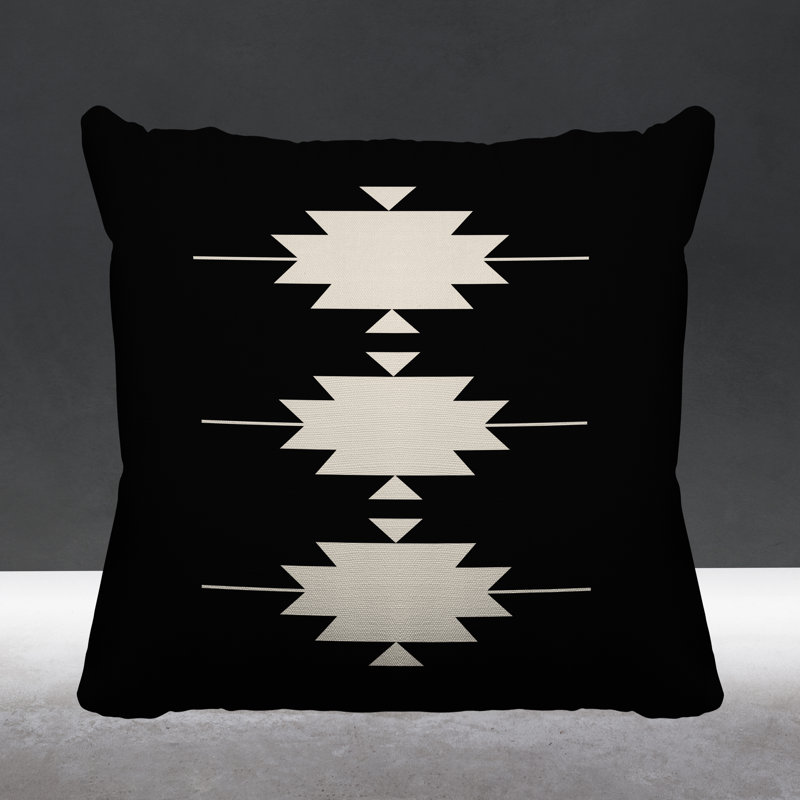 Coussin intérieur / extérieur Sike Southwestern, L 19 po x H 19 po, Noir