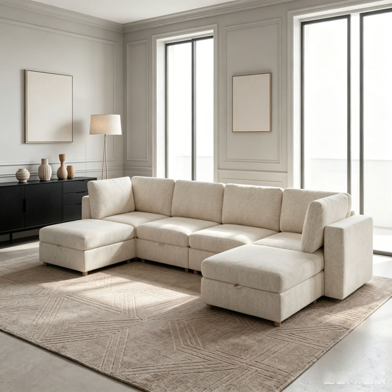 Canapé modulaire modulaire, Beige+6 Seat