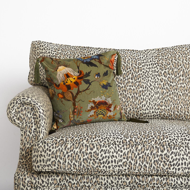 Artemis Throw Square Pillow Cover & Insert, Moss Green Floral, 17.72"H x 17.72"W