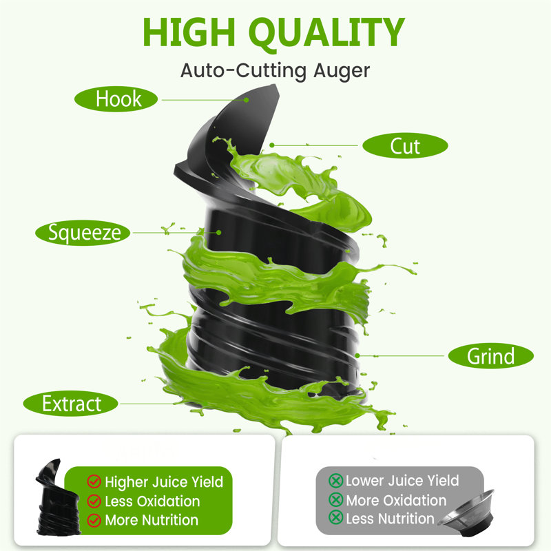 Cold Press Juicer – 6.5" Extra Large Feed Chute Fit Hands-free Electric Masticating Juicer Machine, 350w Slow Masticating Juicer Machine For Whole Fruit And Vegetables – Easy Cleanup & Assembly
