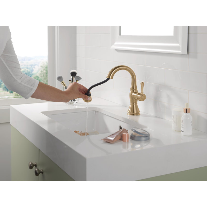 Robinet pour salle de bain à un trou Cassidy, robinet d'évier pour salle de bain à poignée simple Cassidy, Bronze champagne