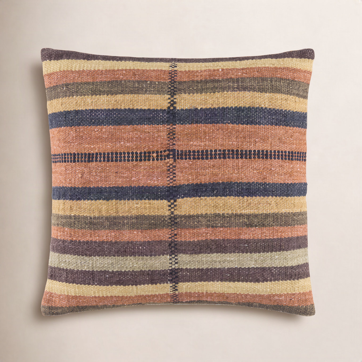 Nicolette Throw Pillow, 20"H x 20"W, Down, Orange Striped