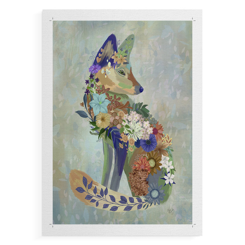 Fantastic Florals Fox, Sitting - reproduction de toile seulement - NON-CADRE
