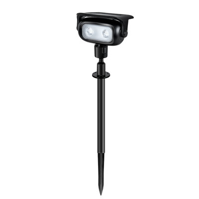 2-Piece Solar LED Outdoor Spotlight Set with Ground Stake & Wall Mount, Black