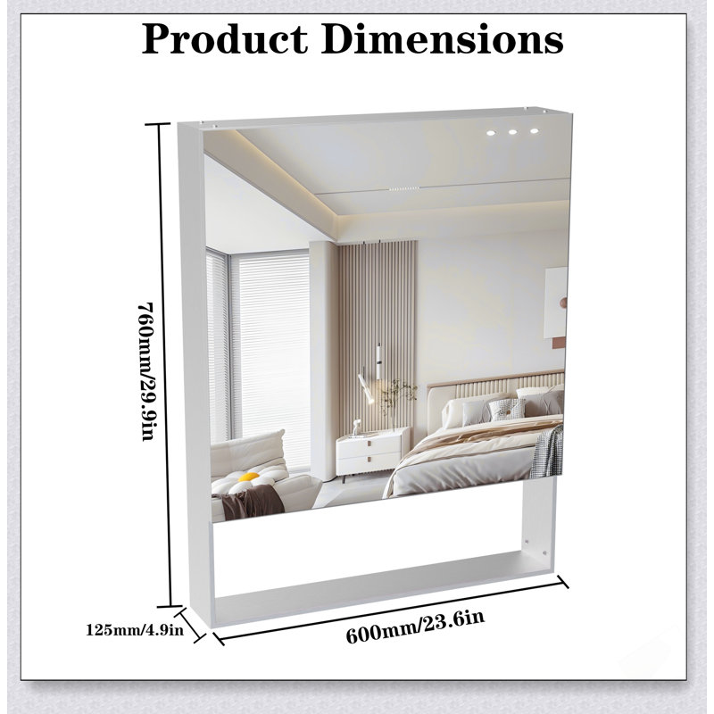 Armoire à pharmacie pour salle de bain avec porte en bois, solution de rangement murale pour salle de bain moderne, miroir haute définition et tablettes réglables