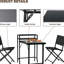 Ensemble de bistro 3 pièces, ensemble de table de patio pliable et chaises, ensemble de mobilier d'extérieur, noir
