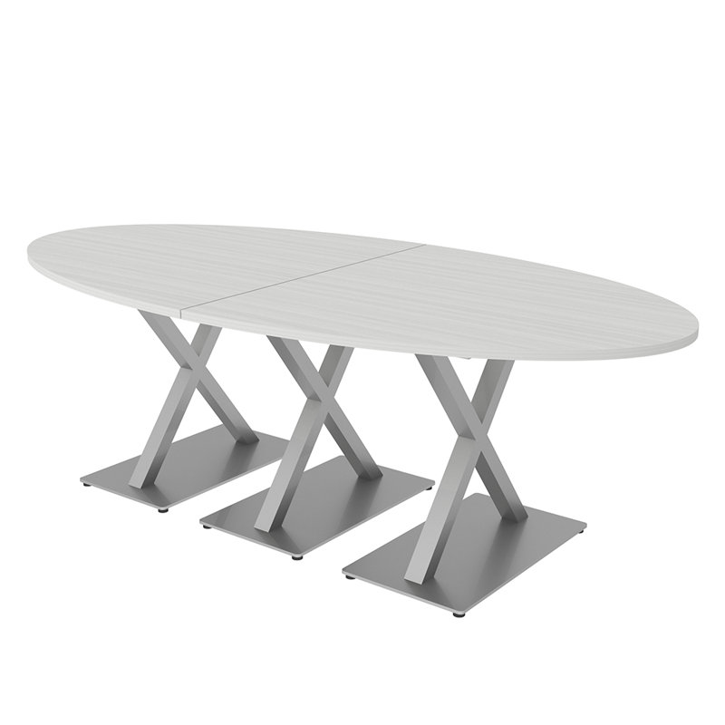 Table de salle de conférence ovale avec x bases, L 96 po x l 48 po, Cyprès blanc