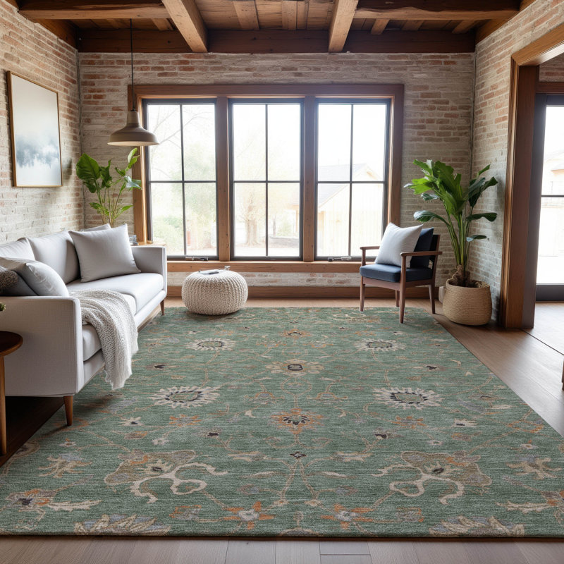 Premium Machine Washable Krause AMF1137 Global Rug, Rectangle 10' x 14'