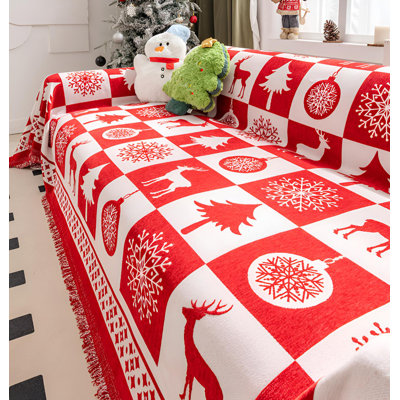 Christmas Style Sofa Throw, Red Reindeer Sofa Cover