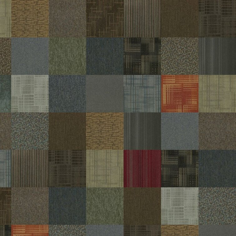 Kaleidoscope 24'' W x 24'' L Level Loop Peel And Stick Polyester Carpet Tile