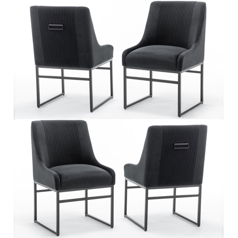 Seymore Velvet Side Chair, Black