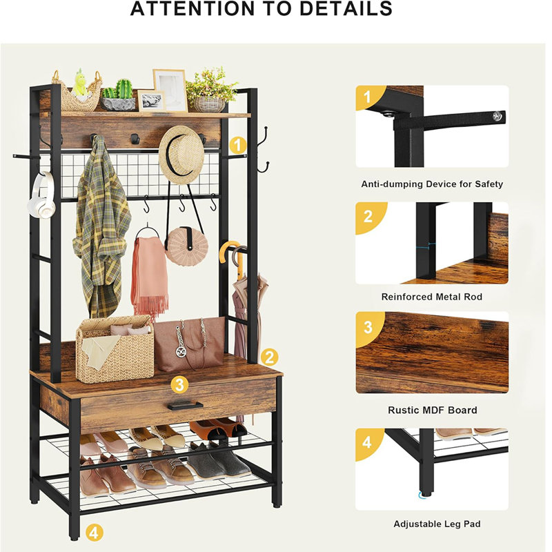 Califano Hall Tree 31.5'' Wide with Shoe Storage