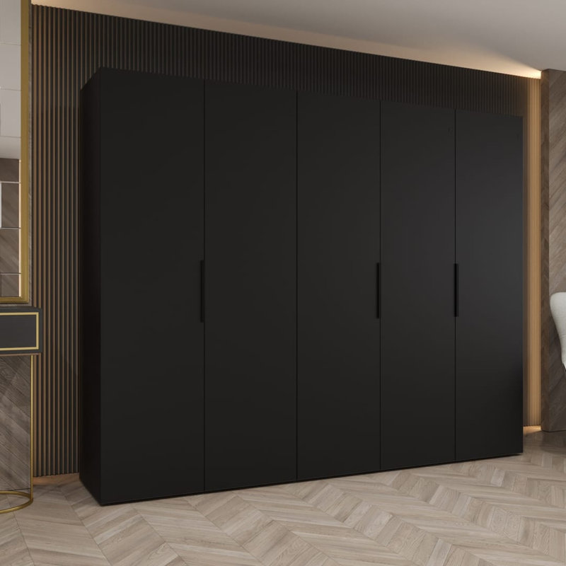 Marbella I Hinged Door Wardrobe 250cm - Elegant Storage with Subtle Modern Flair, Black