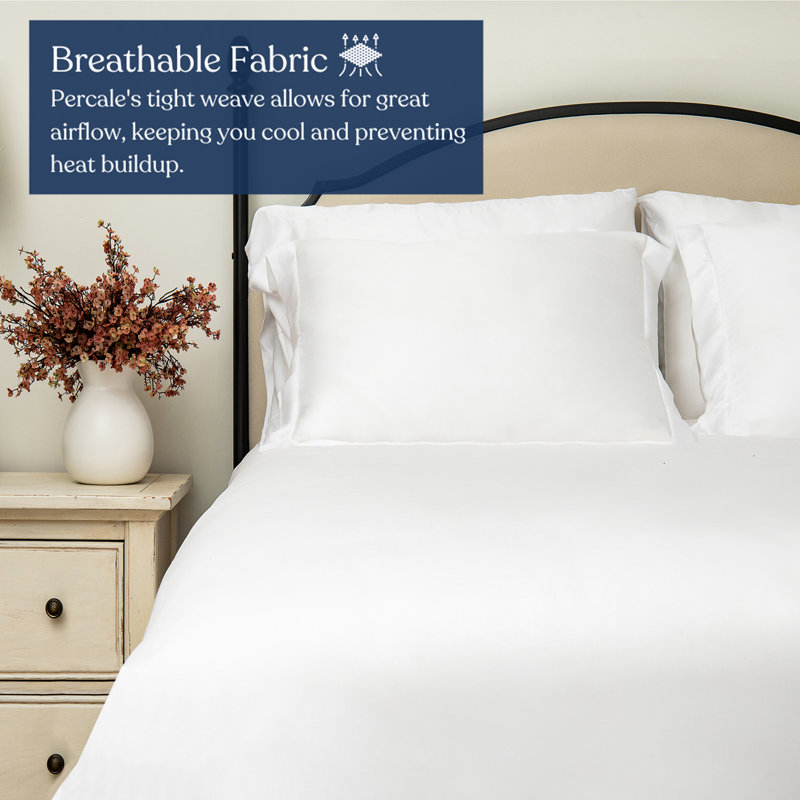 Perecale Bedding 100% Organic Cotton Percale Flat Sheet, 400 Thread Count GOTS Certified, Smooth & Moisture-Wicking, White
