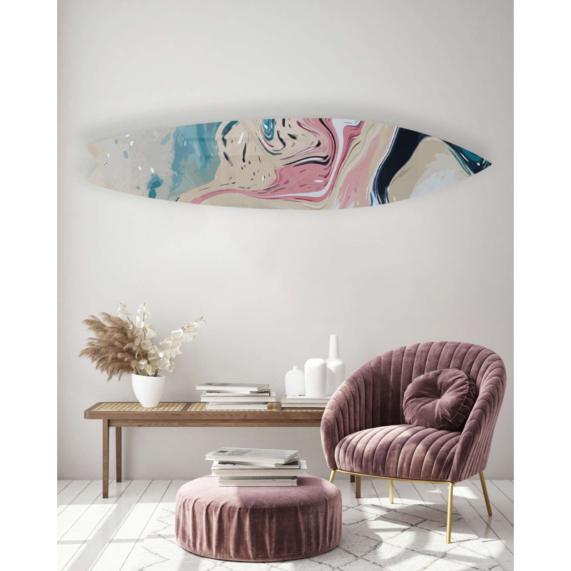 Planche de surf abstraite fondante rose - Art audacieux sans cadre