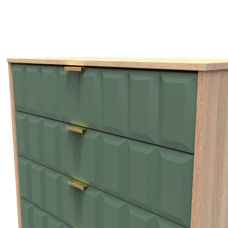 Allem 77cm W 4 - Drawer Chest of Drawers, Labrador Green/Bardolino Oak