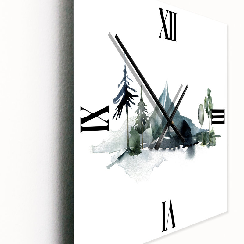 Horloge murale Minimalistic Winter Mountains and Fir Forest II, Moyen