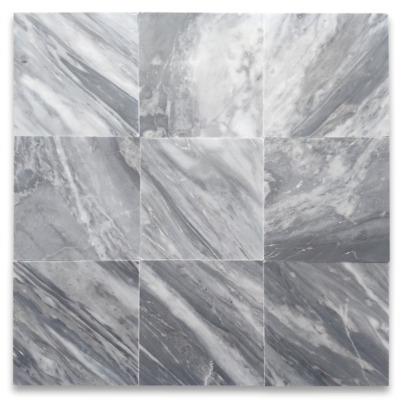 Bardiglio 4" x 4" Marble Grid Mosaic Wall & Floor Tile, Dark Gray