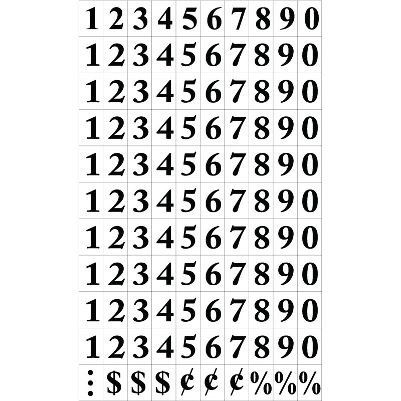 Interchangeable Magnetic Characters Numbers, Black