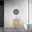 Meuble-lavabo de 24 po avec lavabo en céramique blanche, porte simple à fermeture en douceur, garniture en kd, contreplaqué, chêne américain - Design contemporain, salle de bain paisible, fonctionnement en douceur, meuble-lavabo avec rangement, silen
