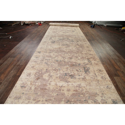 Alexia One-of-a-Kind 7'1" X 30'8" 2010s Runner Silk Area Rug in Beige