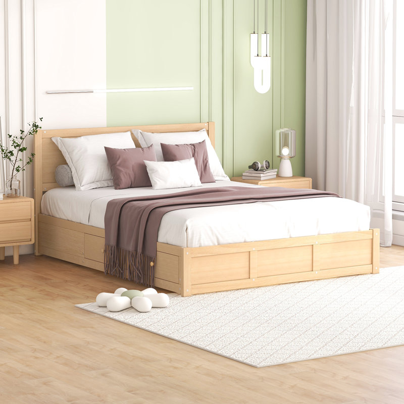 Lit plateforme en bois avec rangement 2 tiroirs sous le lit