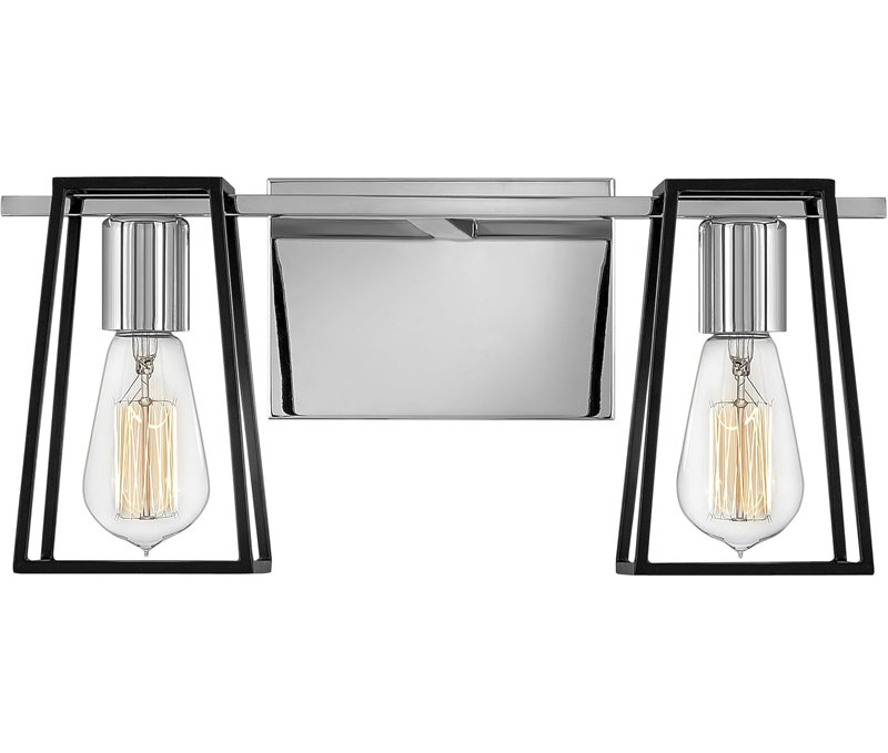 Luminaire de salle de bain 2 lumières Hinkley Filmore - Chrome avec détails noirs, fixation murale haut / bas