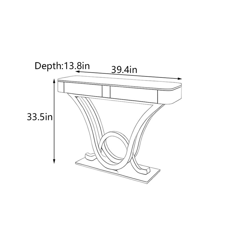 Italian  Luxury  Console Table, 33.5" H x 39.4" W x 13.8" D, Gold