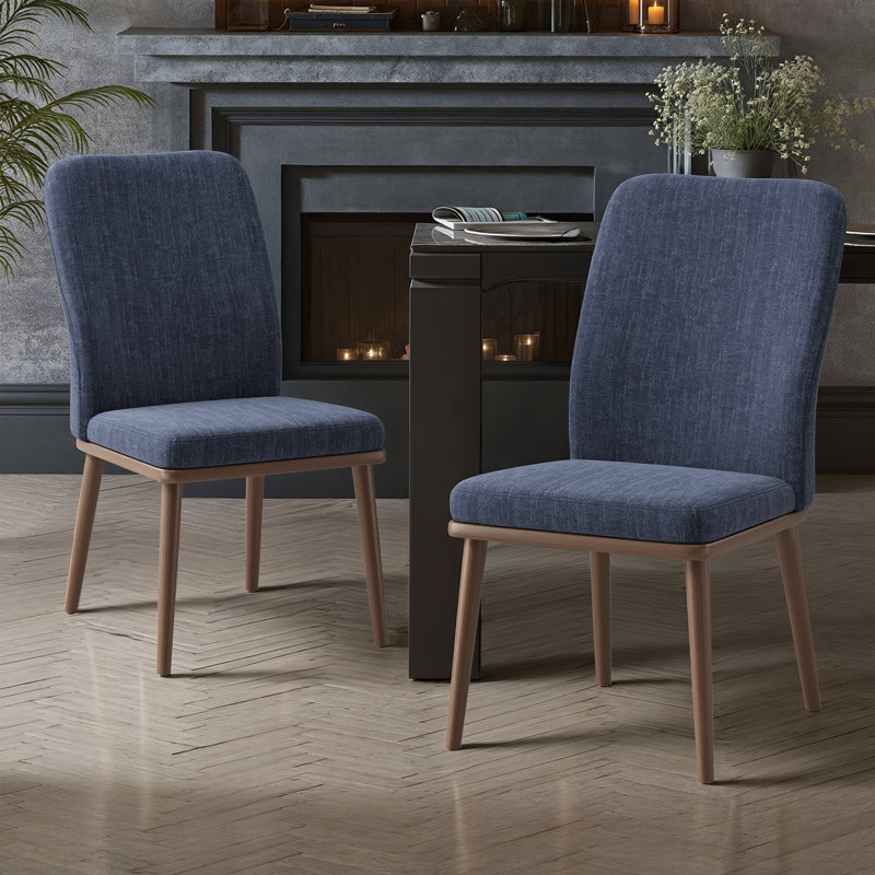 Modern Upholstered Dining Chairs, Fabric High Back Dining Room Chairs with Padded Seat & Solid Wood Legs, Armless Kitchen Side Chairs for Home Restaurant Cafe