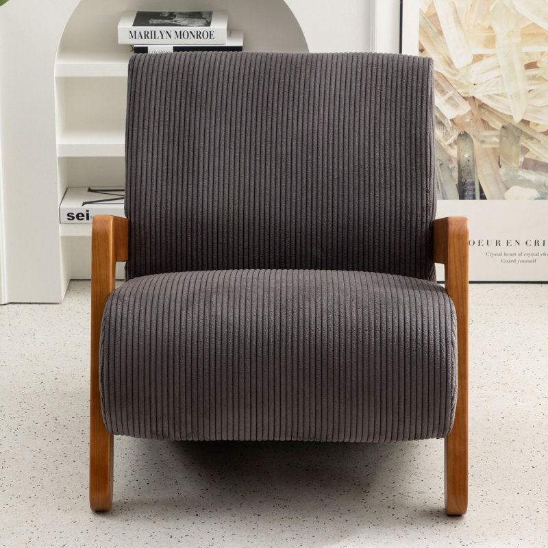 Fauteuil large de 27 po Calonia, Velours côtelé gris