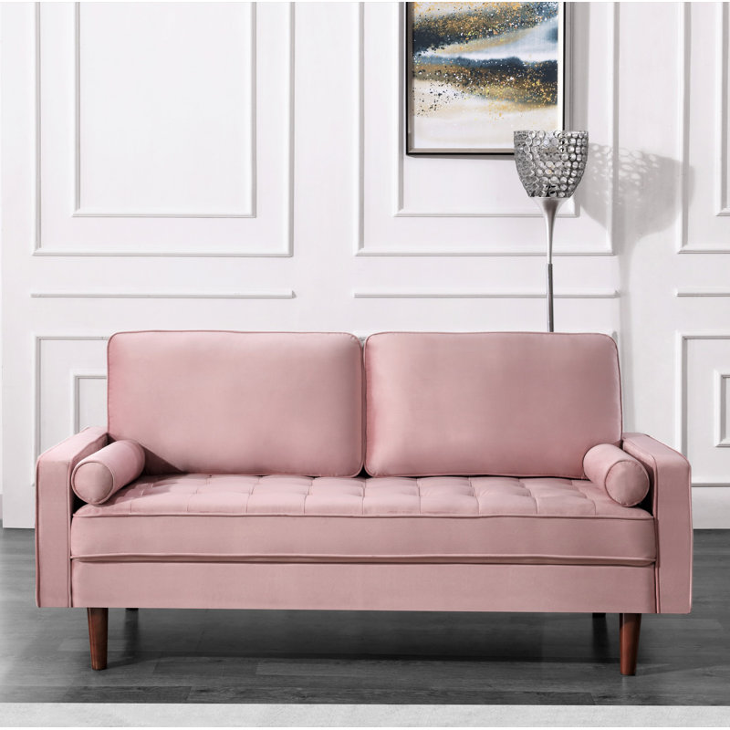 Hazen 69.6'' Velvet Loveseat, Tea Rose, 69.6" W