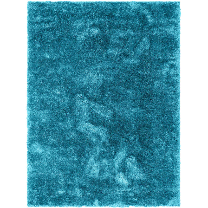 Feather Soft Modern Solid Shag Blue Area Rug, Rectangle 9'3" x 12'6"