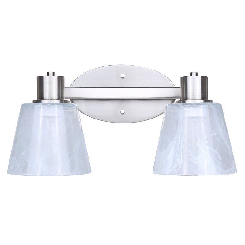 Brushed Nickel 16" Vanity Light with White Alabaster Glass Shades